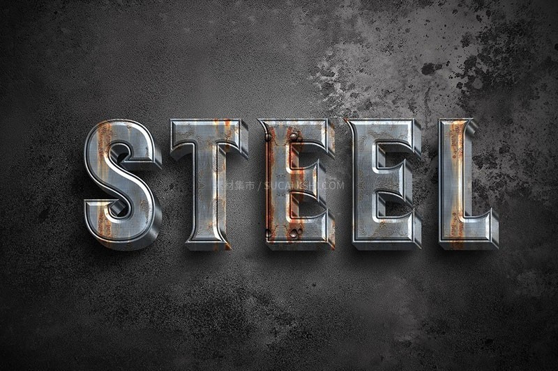 5款电影级金属质感文字特效PSD模板